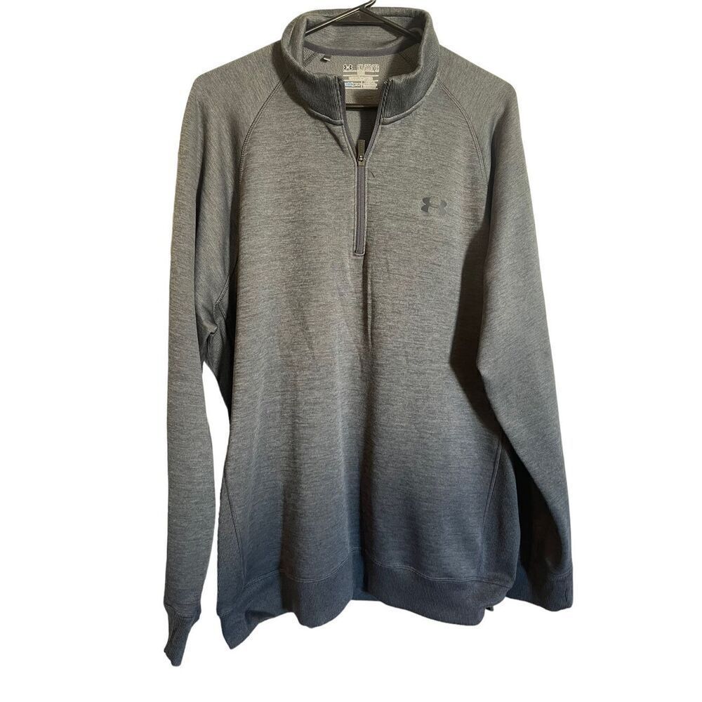Under Armour Mens Gray Long-Sleeve Half-Zip High-Neck Sweatshirt Size 2XL